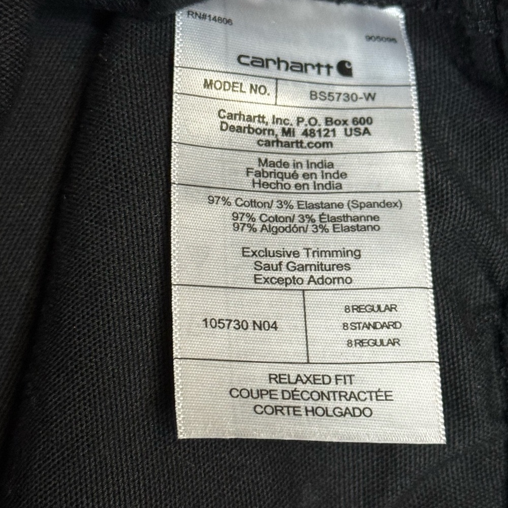 Carhartt Women’s Rugged Flex Work Shorts Black Size 8 NWT - Picture 5 of 8